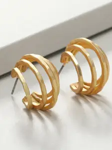 ZIVOM Gold-Plated Geometric Half Hoop Earrings