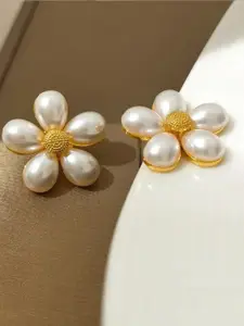 ZIVOM Gold-Plated Floral Studs Earrings