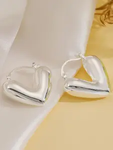 ZIVOM Silver-Plated Anti Tarnish Heart Shaped Drop Earrings