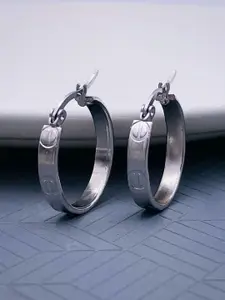ZIVOM Silver-Plated Stainless Steel Circular Hoop Earrings