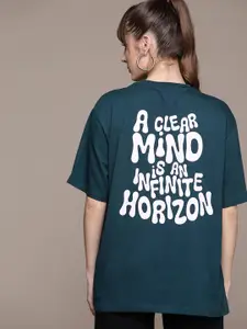 The Roadster Lifestyle Co. Typography Printed Drop-Shoulder Sleeves T-shirt