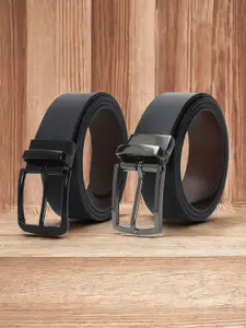 CRUSSET Men Set of 2 Leather Reversible Formal Belts