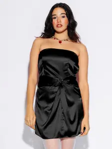 FREAKINS Strapless Satin Sheath Mini Dress