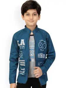 BAESD Boys Typography Printed Lightweight Tailored Jacket With Attached T-shirt