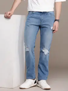 French Connection Men Pure Cotton Mildly Distressed Heavy Fade Jeans