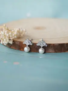 MANNASH Rhodium-Plated Sterling Silver Classic Studs Earrings