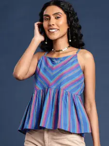 Taavi Striped Pure Cotton Nagari Weaves A-Line Top