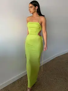 StyleCast Green Halter Neck Cut Out Maxi Dress