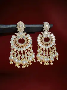 ATIBELLE Gold-Toned & White Pearls Earrings