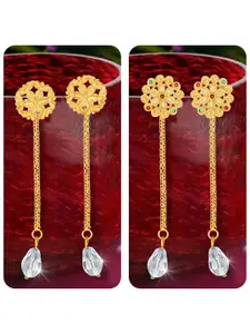 Vighnaharta Set Of 2 Gold-Plated Drop Earrings