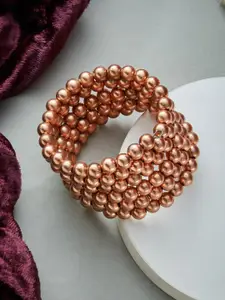 ATIBELLE Copper Plated & Beaded Spiral Bracelet Bangle