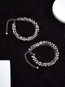 ATIBELLE Set Of 2 Silver-Plated Anklets