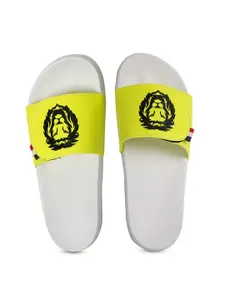 CLOSHO Men Yellow & White Printed Slip-On