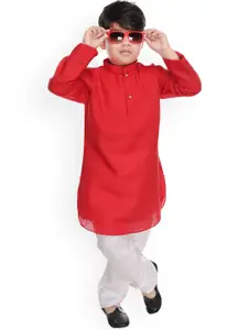 BAESD Boys Mandarin Collar Pure Cotton Kurta with Trousers