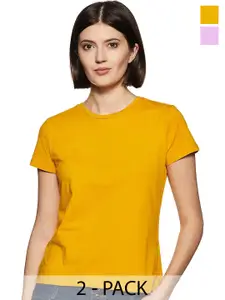 COLOR CAPITAL Pack Of 2 Round Neck Cotton T-shirts