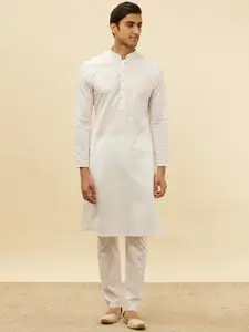 Manyavar Chevron Self Design Regular Pure Cotton Kurta with Pyjamas