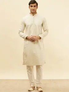 Manyavar Self Design Satin Regular Kurta with Pyjamas