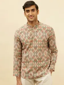 Manyavar Ethnic Motifs Printed Long Sleeves Short Kurta