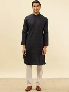 Manyavar Self Design Regular Pure Cotton Kurta with Pyjamas