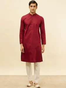 Manyavar Checked Pure Cotton Kurta with Pyjamas