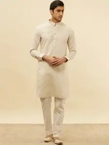 Manyavar Floral Printed Mandarin Collar Kurta