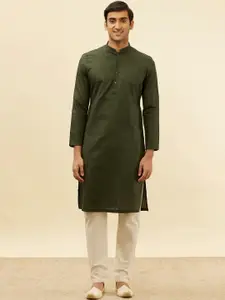Manyavar Checked Regular Pure Cotton Kurta with Pyjamas