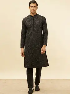Manyavar Floral Embroidered Regular Kurta with Pyjamas