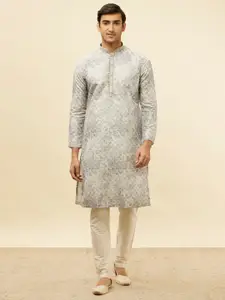 Manyavar Floral Printed Regular Kurta with Pyjamas
