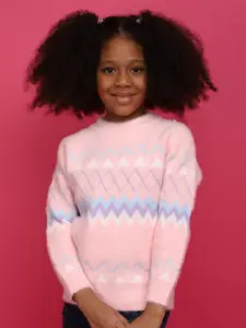 V-Mart Girls Geometric Printed Cotton Pullover