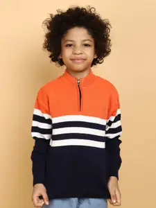 V-Mart Boys Colourblocked Mock Collar Acrylic Sweatshirt