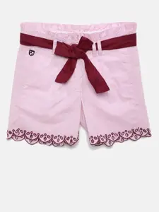 U.S. Polo Assn. Kids Girls Pink Shorts with Belt