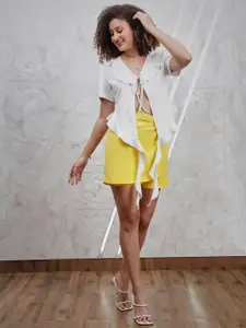 Athena Women Yellow Mid-Rise Mini Skorts