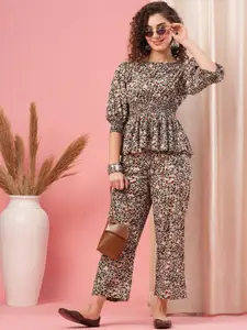 Globus Printed Pure Cotton Top & Trouser Co-Ord Set