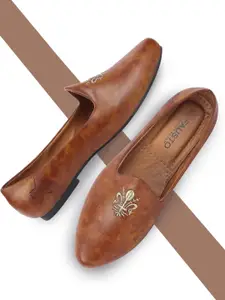 FAUSTO Men Embroidered Slip-On Lightweight Mojaris