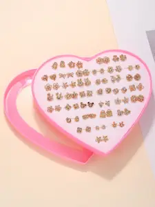 Shining Diva Fashion Set Of 36 Silver-Plated Contemporary Crystals Studs Earrings