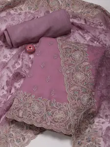 Meena Bazaar Embroidered Georgette Unstitched Dress Material