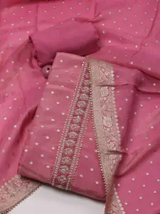 Meena Bazaar Floral Woven Design Gotta Patti Art Silk Unstitched Dress Material