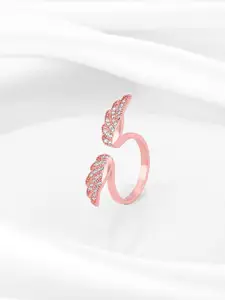 GIVA 925 Rose Gold-Plated Stone Studded Adjustable Finger Ring