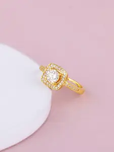 GIVA 925 Gold-Plated Stone Studded Finger Ring