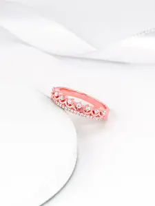 GIVA 925 Rose Gold-Plated Stone Studded Finger Ring