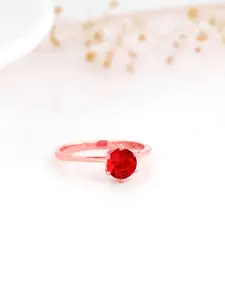 GIVA 925 Rose Gold-Plated Stone Studded Finger Ring