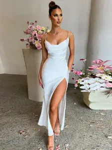 StyleCast White Shoulder Straps Sleeveless Maxi Dress