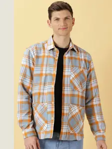 Thomas Scott Classic Spread Collar Long Sleeves Checked Oversized Casual Shirt
