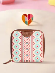 Voylla Women Geometric Printed Card Holder With Ring