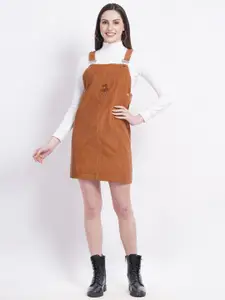 SUMAVI-FASHION Shoulder Straps Corduroy Mini Pinafore Dress