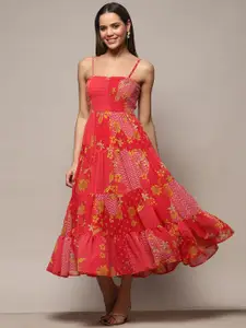 Biba Floral Printed Shoulder Straps Opaque Maxi Midi Dress