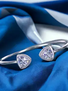 Taraash Women 92.5 Sterling Silver American Diamond Studded Cuff Bracelet