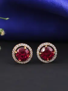 Designbox Gold-Plated Cubic Zirconia Circular Stud Earrings