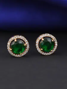 Designbox Gold-Plated Cubic Zirconia Circular Stud Earrings