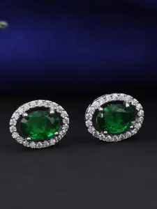 Designbox Cubic Zirconia-Studded Contemporary Studs Earrings